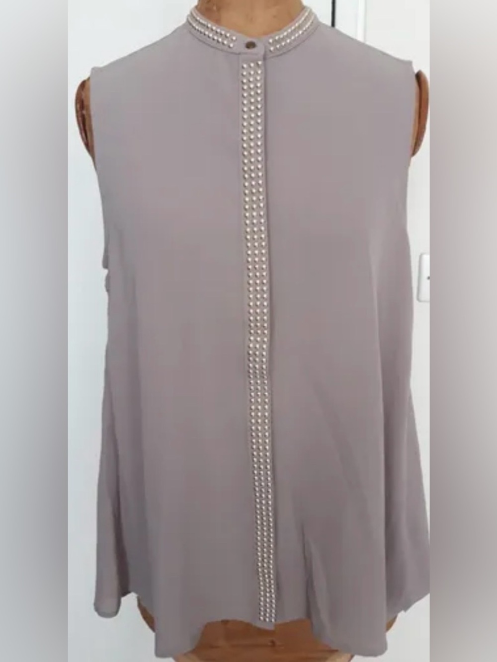 H&M Sleeveless Blouse with Studded Front Trim